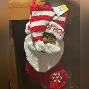 Jolly Red and White African-American Santa Stocking